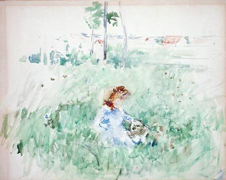 Reproduction imprimée de Young Girl Seated on the Lawn