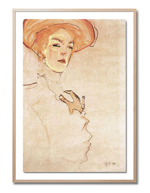 Dame mit orangefarbenem Hut - Egon Schiele