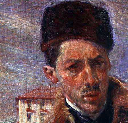 Umberto Boccioni: Détail de l'autoportrait.