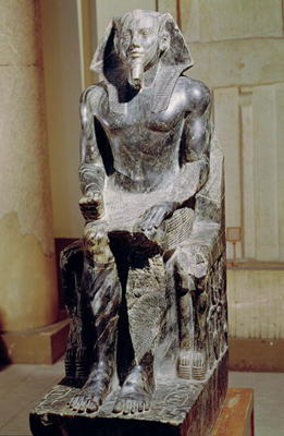 Statue of Khafre (2520-2494 BC) enthroned, from the Valley Temple of the Pyramid of Khafre at Giza, à 4th Dynasty Égyptien