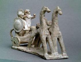 Chariot and horses, from the Tomb of Princess Nefertiabet, Old Kingdom (clay)