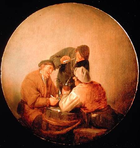 Three Peasants Drinking and Smoking in an Interior à Adriaen van Ostade