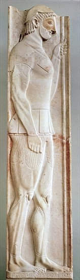 Funerary stela of the Hoplite Aristion, from Velanideza, Attica, c.510 BC (marble) à Aristokles