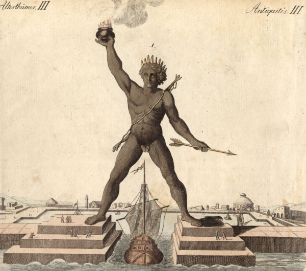 Colossus of Rhodes , from:Bertuch 1792 à Bertuch