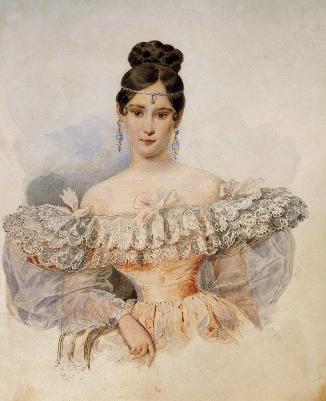 Portrait of Natalia Pushkina, the wife of the poet Alexander Pushkin à Brüllow
