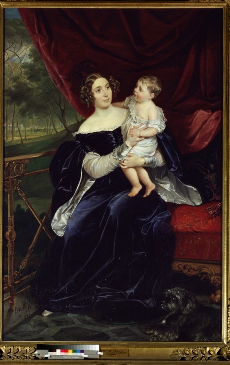 Portrait of Countess Olga Orlova-Davydova with her daughter Natalia à Brüllow