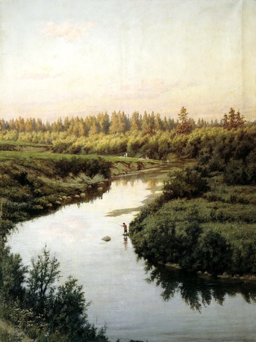 River landscape à Brüllow