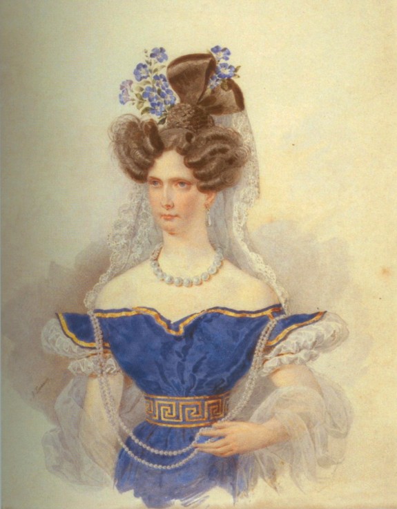Portrait of Empress Alexandra Fyodorovna (Charlotte of Prussia), Emperor's Nicholas I. wife (1798-18 à Brüllow