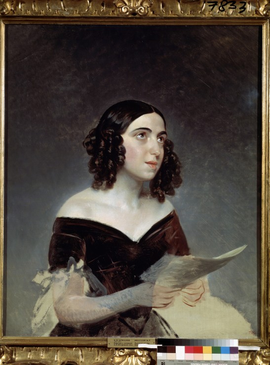 Portrait of the opera singer Anna Petrova (1816-1901) à Brüllow