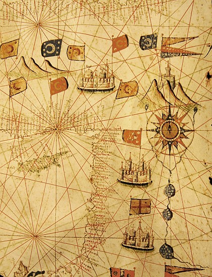 The Coast of Turkey and Cyprus, from a nautical atlas of the Mediterranean and Middle East (ink on v à Calopodio da Candia