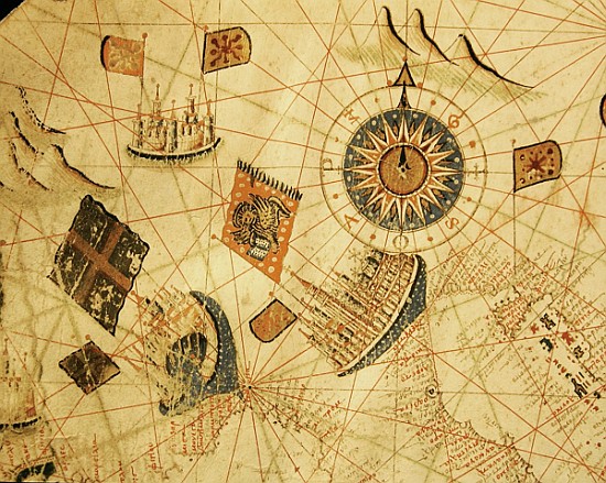 The maritime cities of Genoa and Venice, from a nautical atlas of the Mediterranean and Middle East  à Calopodio da Candia