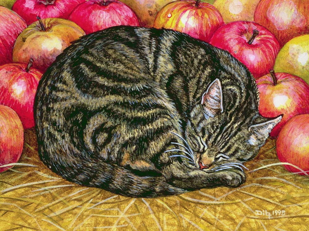 Left-Hand Apple-Cat, 1995 (acrylic on panel)  à Ditz 
