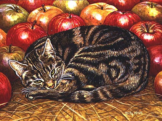 Right-Hand Apple-Cat, 1995 (acrylic on panel)  à Ditz 