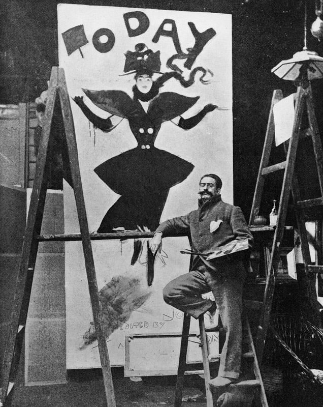 Dudley Hardy painting a poster for the magazine journal ''Today'', c.1890s à Photographe anglais