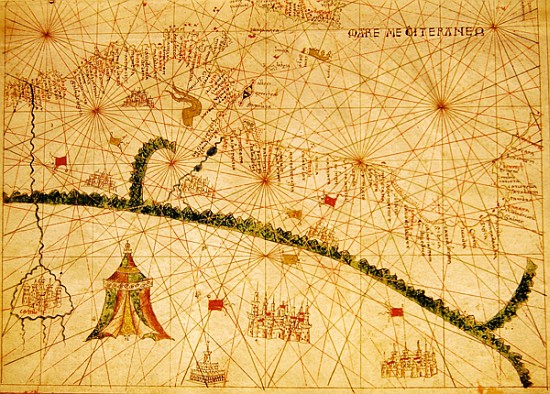 North Africa, from a nautical atlas, 1520(detail from 330916) à Giovanni Xenodocus da Corfu