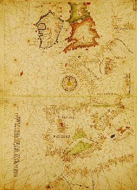 The Atlantic Coasts of Europe and Africa, from a nautical Atlas, 1520(see also 330911-330912)