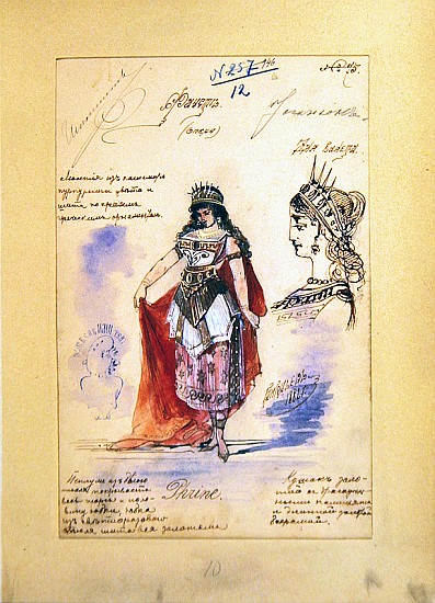 Costume designs for the role of Phrine in the opera ''Faust'', Charles Gounod (1818-93) 1882 à Grigoriev