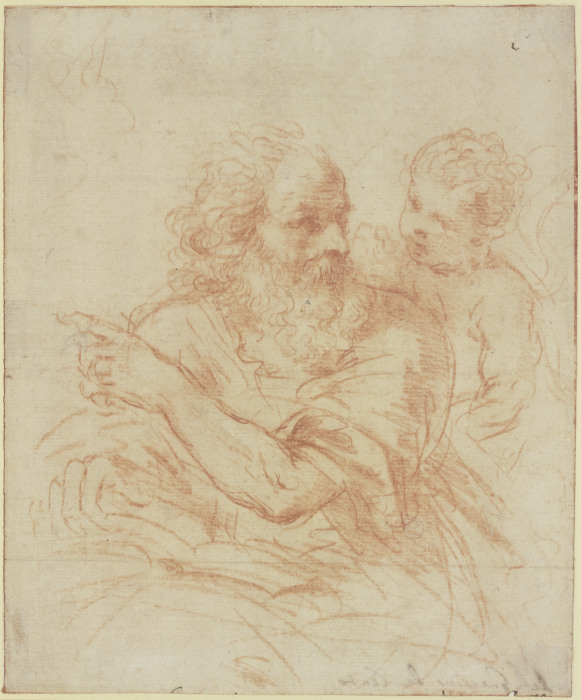 Der Heilige Hieronymus mit einem Engel à Guercino (Giovanni Francesco Barbieri)