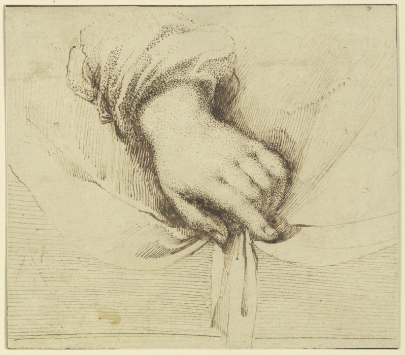 Eine Hand, die ein Gewand hält (?) à Guercino (Giovanni Francesco Barbieri)