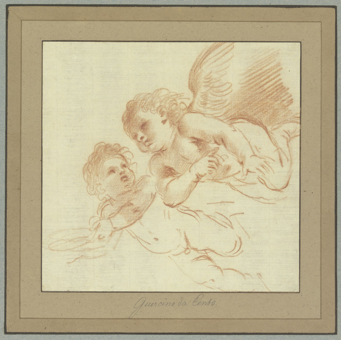 Zwei nach links fliegende Amoretten à Guercino (Giovanni Francesco Barbieri)