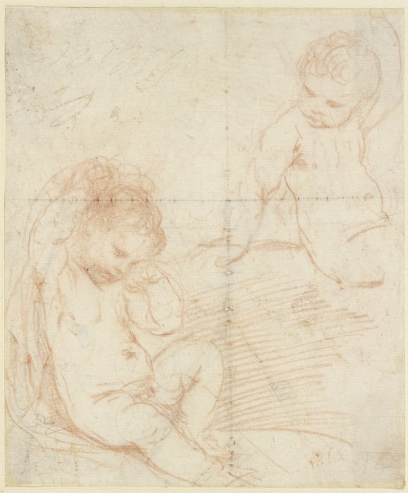 Two naked little children à Guercino (Giovanni Francesco Barbieri)