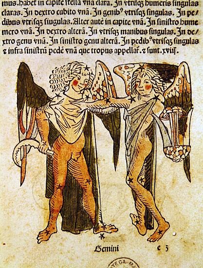 Gemini (the Twins) an illustration from the ''Poeticon Astronomicon'' C.J. Hyginus, Venice à École italienne