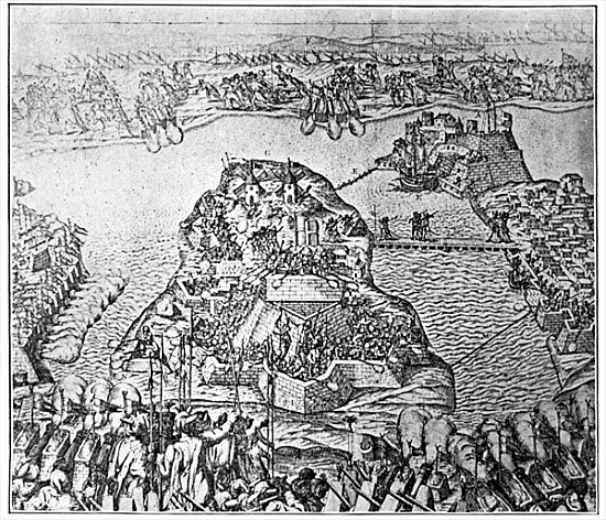 Map of the Siege of Malta in 1565 à École italienne
