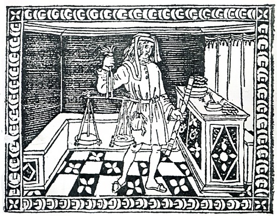 Money Changer, illustration from ''Libro di Givocho di Scacchi'' Jacobus de Cessolis à École italienne