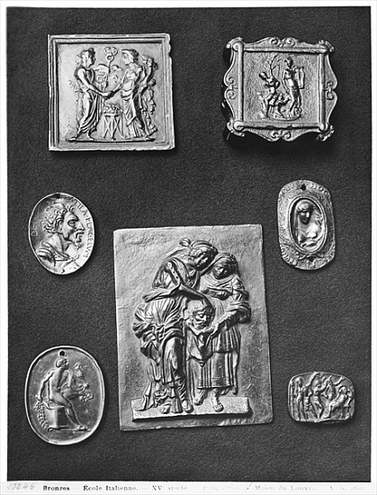 Plaques depicting Hermes and Abundance, Apollo, Judith and her Servant, Attila the Hun (395-453) (br à École italienne