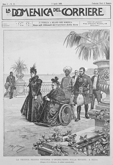 Queen Victoria on the Italian Riviera, frontcover of ''La Domenica del Corriere'', 2nd April 1899 à École italienne