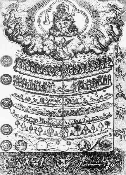 The Great Chain of Being from ''Retorica Christiana'' Didacus Valades, printed in 1579 à École italienne