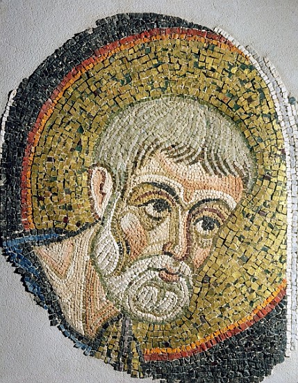 St. John the Baptist: Fragment of a mosaic from the Basilica Ursiana, the former Cathedral of Ravenn à École italienne