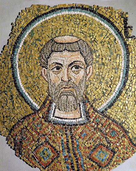 St. Ursicinus: Fragment of a mosaic from the Basilica Ursiana, the former cathedral of Ravenna (mosi à École italienne