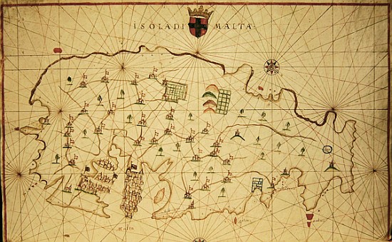The Island of Malta, from a nautical atlas, 1646(see also 330943) à École italienne