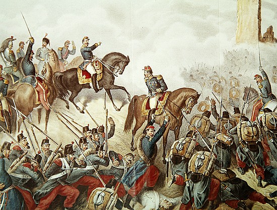 The Piedmontese and the French at the battle of San Martino in 1859 à École italienne