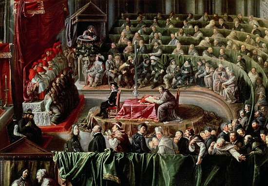 Trial of Galileo, 1633 (detail of 2344) à École italienne