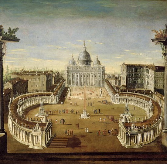 View of St. Peter''s, Rome à École italienne