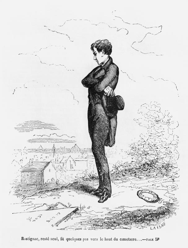 Left alone, Rastignac walked a few steps to the highest part of the cemetery'', illustration from '' à Laisne