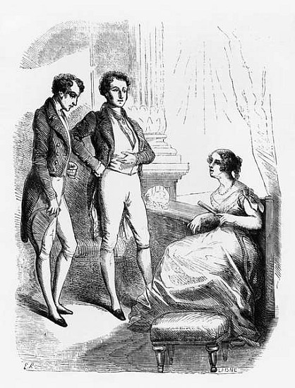 Rastignac introduced to Madame de Nucingen, illustration from ''Le Pere Goriot'' Honore de Balzac (1 à Laisne