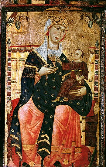 Enthroned Madonna and Child, c.1260 (canvas laid over poplar) à École Luccanaise