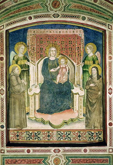Madonna Enthroned with St. Francis of Assisi, St. Clare and Two Angels à Maître de Figline