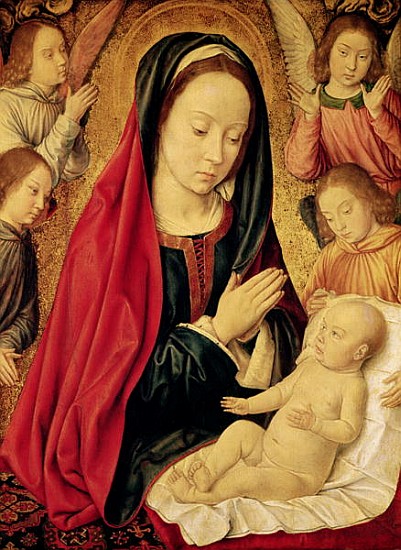 The Virgin and Child Adored Angels à Maître de Moulins (Jean Hey)