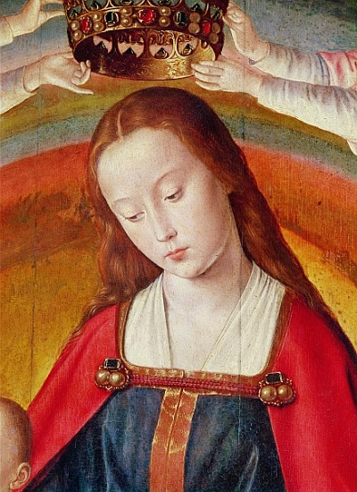 The Virgin Mary with her Crown, detail of the Coronation of the Virgin, centre panel from the Bourbo à Maître de Moulins (Jean Hey)