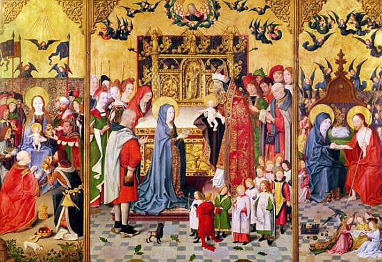 Altarpiece of the Seven Joys of the Virgin, depicting the Adoration of the Magi, The Presentation in à Maître de la Sainte Famille