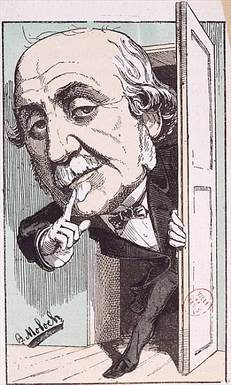 Caricature of Albert, Duc de Broglie (1821-1901) à Moloch (Colomb B.)