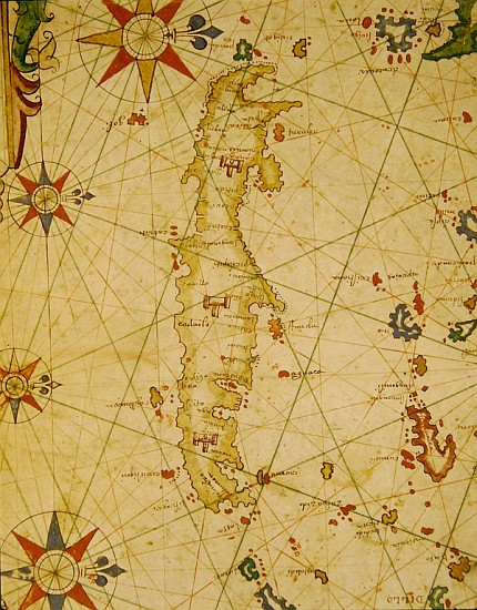 The Island of Crete, from a nautical atlas, 1651(detail from 330925) à Pietro Giovanni Prunes