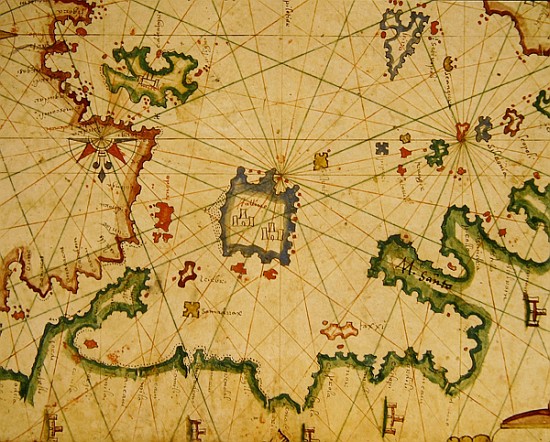The Island of Lemnos, from a nautical atlas, 1651(detail from 330925) à Pietro Giovanni Prunes