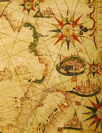 The south coast of France, Italy and Dalmatia, from a nautical atlas, 1651(detail from 330924) à Pietro Giovanni Prunes