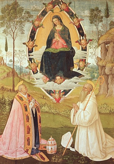 Virgin in Glory with St. Gregory and St. Benedict à Pinturicchio (Bernardino di Biagio)