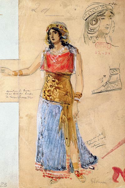 Costume design for the role of Isolde, in the opera ''Tristan und Isolde'', à Richard Wagner